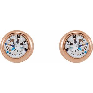 Round Bezel-Set Stud Earrings