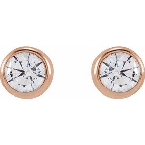 Round Bezel-Set Stud Earrings