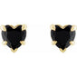 Heart 5-Prong Claw V-End Stud Earrings 