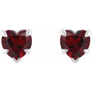 Heart 5-Prong Claw V-End Stud Earrings 