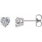 Heart 5-Prong Claw V-End Stud Earrings