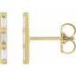 Straight Baguette Three-Stone Earrings 