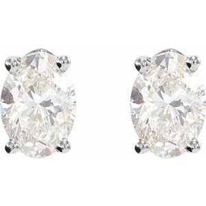 Oval 4-Prong Lightweight Stud Earrings 