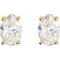 Oval 4-Prong Lightweight Stud Earrings 