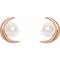 Pearl Crescent Moon Earrings  