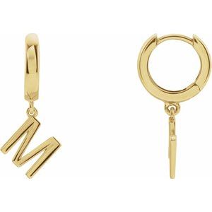 Initial Huggie Earrings 14K Yellow