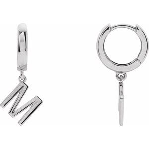 Initial Huggie Earrings Sterling Silver