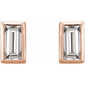 Straight Baguette Bezel-Set Stud Earrings