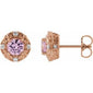 Round 4-Prong Halo-Style Earrings 14K Rose