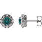 Round 4-Prong Halo-Style Earrings Platinum