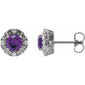 Round 4-Prong Halo-Style Earrings Platinum