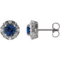 Round 4-Prong Halo-Style Earrings Platinum