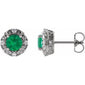 Round 4-Prong Halo-Style Earrings Platinum