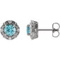 Round 4-Prong Halo-Style Earrings Platinum