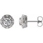 Round 4-Prong Halo-Style Earrings 14K White