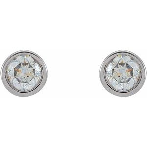 Round Micro Bezel-Set Stud Earrings