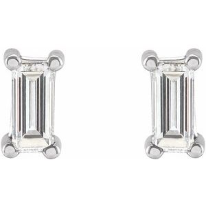 Straight Baguette 4-Prong Stud Earrings