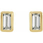 Straight Baguette Bezel-Set Stud Earrings