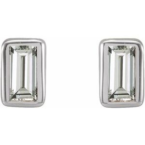 Straight Baguette Bezel-Set Stud Earrings