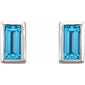 Straight Baguette Bezel-Set Stud Earrings