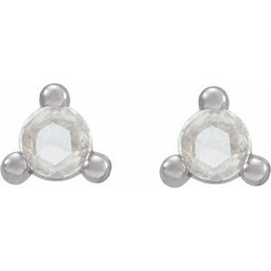 Round 3-Prong Rose-Cut Stud Earrings