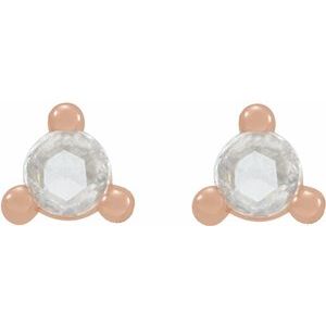 Round 3-Prong Rose-Cut Stud Earrings