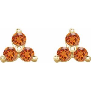 Three-Stone Cluster Earrings