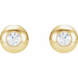 Round Bezel-Set Stud Earrings