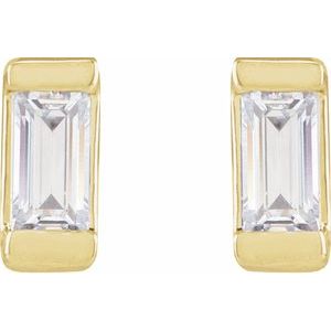 Straight Baguette Channel-Set Lab-Grown Diamond Stud Earrings