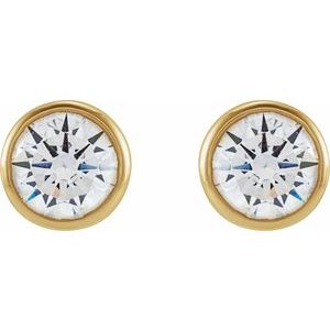 Round Bezel-Set Stud Earrings