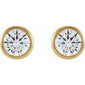 Round Bezel-Set Stud Earrings